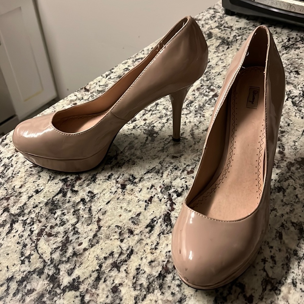Nude platform heels